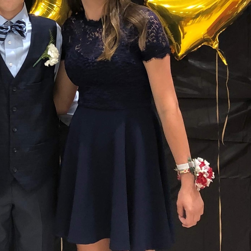 B darlin Navy blue lace mini dress size 5/6